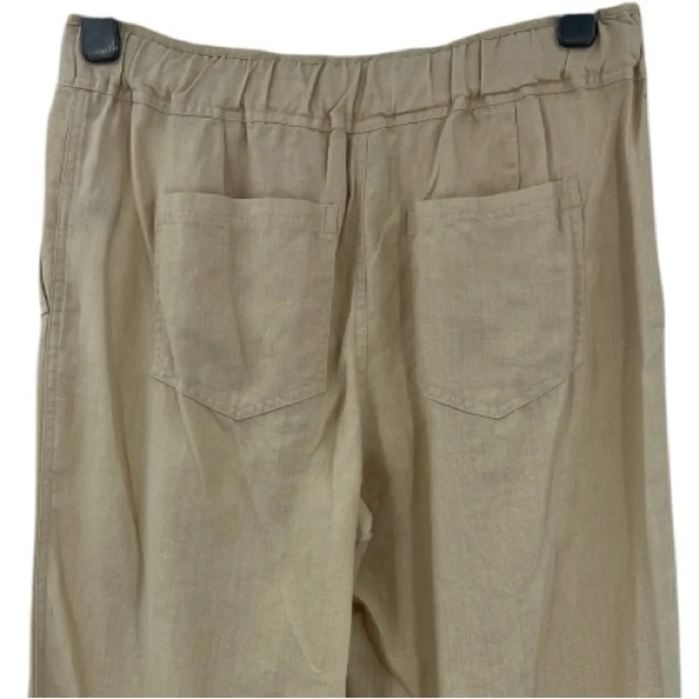 Lauren Ralph Lauren Linen Wide-Leg Drawstring Waist Tan Pants SZ 6
